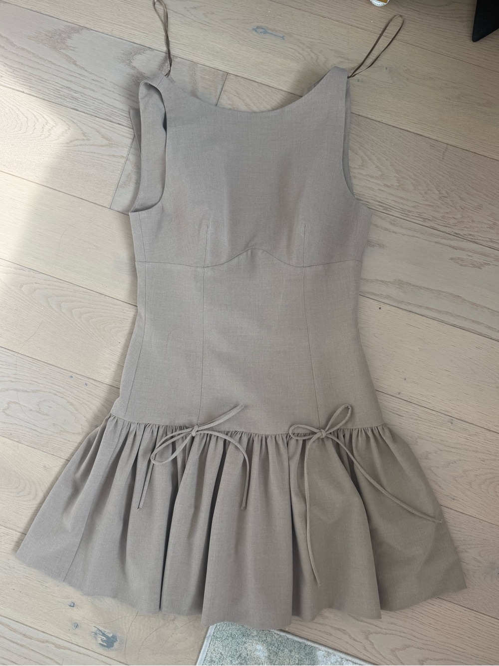 Zara Taupe Mini Dress with Ruffle Hem